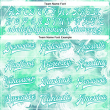 Laden Sie das Bild in den Galerie-Viewer, Custom Aqua White Halo Dying Rose 3D Pattern Design Bomber Full-Snap Varsity Letterman Jacket