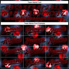 Charger l'image dans la galerie, Custom Black Red Rose 3D Pattern Design Bomber Full-Snap Varsity Letterman Jacket