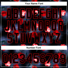 Charger l'image dans la galerie, Custom Black Red Rose 3D Pattern Design Bomber Full-Snap Varsity Letterman Jacket
