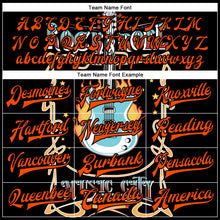 Charger l'image dans la galerie, Custom Black Orange Vintage Rock Roll Music Festival 3D Pattern Design Bomber Full-Snap Varsity Letterman Jacket