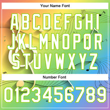 Laden Sie das Bild in den Galerie-Viewer, Custom Neon Green White Music Festival 3D Pattern Design Bomber Full-Snap Varsity Letterman Jacket