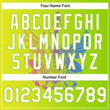 Laden Sie das Bild in den Galerie-Viewer, Custom Neon Green White-Neon Yellow Guitar Rock Roll Music Festival 3D Pattern Design Bomber Full-Snap Varsity Letterman Gradient Fashion Jacket