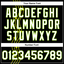 Laden Sie das Bild in den Galerie-Viewer, Custom Black White-Neon Green Music Festival 3D Pattern Design Bomber Full-Snap Varsity Letterman Jacket