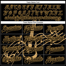 Charger l'image dans la galerie, Custom Black Old Gold Guitar Music Festival 3D Pattern Design Bomber Full-Snap Varsity Letterman Jacket