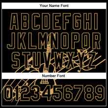 Charger l'image dans la galerie, Custom Black Old Gold Guitar Music Festival 3D Pattern Design Bomber Full-Snap Varsity Letterman Jacket