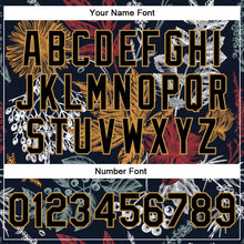 Charger l'image dans la galerie, Custom Black Old Gold Flowers And Branches 3D Pattern Design Bomber Full-Snap Varsity Letterman Jacket
