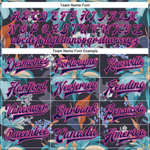 Load image into Gallery viewer, Custom Navy Pink Flowers 3D Pattern Design Bomber Full-Snap Varsity Letterman Jacket