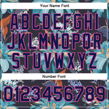 Load image into Gallery viewer, Custom Navy Pink Flowers 3D Pattern Design Bomber Full-Snap Varsity Letterman Jacket