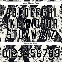 Laden Sie das Bild in den Galerie-Viewer, Custom Black White Floral Wave 3D Pattern Design Bomber Full-Snap Varsity Letterman Jacket