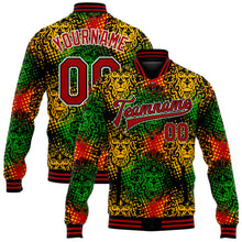 Charger l'image dans la galerie, Custom Black Red-White Black History Month 3D Pattern Design Bomber Full-Snap Varsity Letterman Jacket