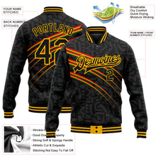 Charger l'image dans la galerie, Custom Black Gold Black History Month 3D Pattern Design Bomber Full-Snap Varsity Letterman Jacket