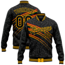 Charger l'image dans la galerie, Custom Black Gold Black History Month 3D Pattern Design Bomber Full-Snap Varsity Letterman Jacket