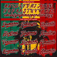 Загрузить изображение в средство просмотра галереи, Custom Gold Red Black-Kelly Green Black History Month Hawaii Palm Trees 3D Bomber Full-Snap Varsity Letterman Jacket
