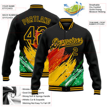 Charger l'image dans la galerie, Custom Black Gold Red-Kelly Green Black History Month 3D Pattern Design Bomber Full-Snap Varsity Letterman Jacket
