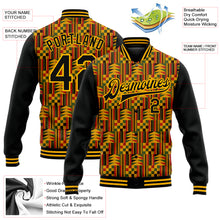 Charger l'image dans la galerie, Custom Black Gold Red-Kelly Green Black History Month 3D Pattern Design Bomber Full-Snap Varsity Letterman Jacket