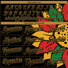Charger l'image dans la galerie, Custom Black Old Gold Red-Kelly Green Black History Month 3D Pattern Design Bomber Full-Snap Varsity Letterman Jacket