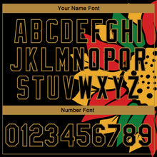 Charger l'image dans la galerie, Custom Black Old Gold Red-Kelly Green Black History Month 3D Pattern Design Bomber Full-Snap Varsity Letterman Jacket