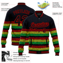 Charger l'image dans la galerie, Custom Black Red Kelly Green-Gold Black History Month 3D Pattern Design Bomber Full-Snap Varsity Letterman Jacket