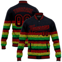 Charger l'image dans la galerie, Custom Black Red Kelly Green-Gold Black History Month 3D Pattern Design Bomber Full-Snap Varsity Letterman Jacket