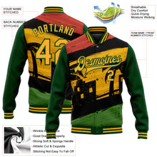Charger l'image dans la galerie, Custom Black Gold-Green Black History Month 3D Pattern Design Bomber Full-Snap Varsity Letterman Jacket