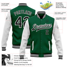 Load image into Gallery viewer, Custom Kelly Green Black-White Bomber Full-Snap Varsity Letterman Two Tone Jacket