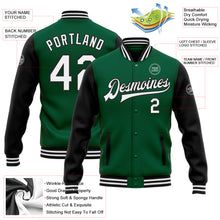 Load image into Gallery viewer, Custom Kelly Green White-Black Bomber Full-Snap Varsity Letterman Two Tone Jacket
