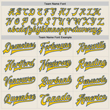 Load image into Gallery viewer, Custom Cream Yellow-Royal Bomber Full-Snap Varsity Letterman Two Tone Jacket