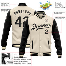 Загрузить изображение в средство просмотра галереи, Custom Cream Black Bomber Full-Snap Varsity Letterman Two Tone Jacket