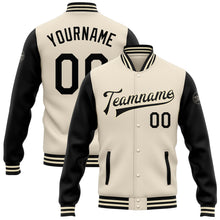 Загрузить изображение в средство просмотра галереи, Custom Cream Black Bomber Full-Snap Varsity Letterman Two Tone Jacket