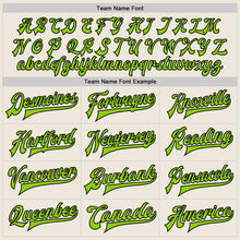 Load image into Gallery viewer, Custom Cream Neon Green-Black Bomber Full-Snap Varsity Letterman Two Tone Jacket