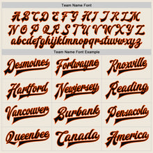 Загрузить изображение в средство просмотра галереи, Custom Cream Black-Orange Bomber Full-Snap Varsity Letterman Two Tone Jacket