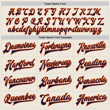 Load image into Gallery viewer, Custom Cream Navy-Orange Bomber Full-Snap Varsity Letterman Two Tone Jacket