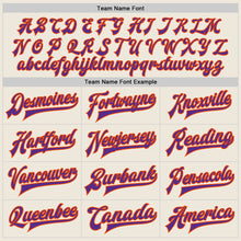 Load image into Gallery viewer, Custom Cream Purple-Orange Bomber Full-Snap Varsity Letterman Two Tone Jacket