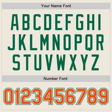 Load image into Gallery viewer, Custom Cream Orange-Kelly Green Bomber Full-Snap Varsity Letterman Two Tone Jacket