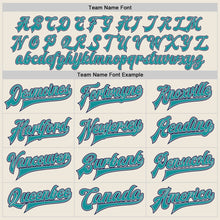 Load image into Gallery viewer, Custom Cream Teal Navy-Gray Bomber Full-Snap Varsity Letterman Two Tone Jacket