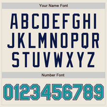 Load image into Gallery viewer, Custom Cream Teal Navy-Gray Bomber Full-Snap Varsity Letterman Two Tone Jacket