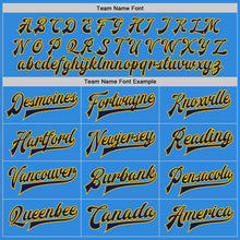 Load image into Gallery viewer, Custom Powder Blue Navy Cream-Gold Bomber Full-Snap Varsity Letterman Two Tone Jacket