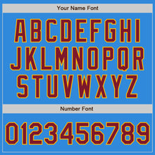 Load image into Gallery viewer, Custom Powder Blue Crimson Cream-Gold Bomber Full-Snap Varsity Letterman Two Tone Jacket