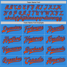 Load image into Gallery viewer, Custom Powder Blue Orange-Royal Bomber Full-Snap Varsity Letterman Two Tone Jacket