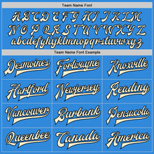 Load image into Gallery viewer, Custom Powder Blue Cream-Black Bomber Full-Snap Varsity Letterman Two Tone Jacket