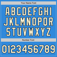 Load image into Gallery viewer, Custom Powder Blue Cream-Black Bomber Full-Snap Varsity Letterman Two Tone Jacket