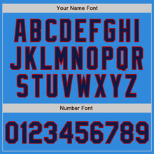 Load image into Gallery viewer, Custom Powder Blue Navy-Red Bomber Full-Snap Varsity Letterman Two Tone Jacket