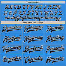 Load image into Gallery viewer, Custom Powder Blue Black-Gray Bomber Full-Snap Varsity Letterman Two Tone Jacket