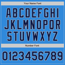 Load image into Gallery viewer, Custom Powder Blue Navy-Gray Bomber Full-Snap Varsity Letterman Two Tone Jacket