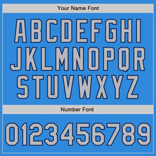 Load image into Gallery viewer, Custom Powder Blue Gray-Navy Bomber Full-Snap Varsity Letterman Two Tone Jacket