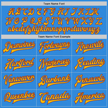 Load image into Gallery viewer, Custom Powder Blue Gold-Crimson Bomber Full-Snap Varsity Letterman Two Tone Jacket