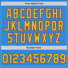 Load image into Gallery viewer, Custom Powder Blue Gold-Crimson Bomber Full-Snap Varsity Letterman Two Tone Jacket