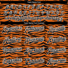 Laden Sie das Bild in den Galerie-Viewer, Custom Orange Black-White Tiger Stripes 3D Pattern Design Bomber Full-Snap Varsity Letterman Jacket
