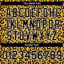 Laden Sie das Bild in den Galerie-Viewer, Custom Gold Black-White Leopard Print 3D Pattern Design Bomber Full-Snap Varsity Letterman Jacket