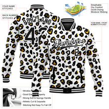 Laden Sie das Bild in den Galerie-Viewer, Custom White Black Leopard Print 3D Pattern Design Bomber Full-Snap Varsity Letterman Jacket